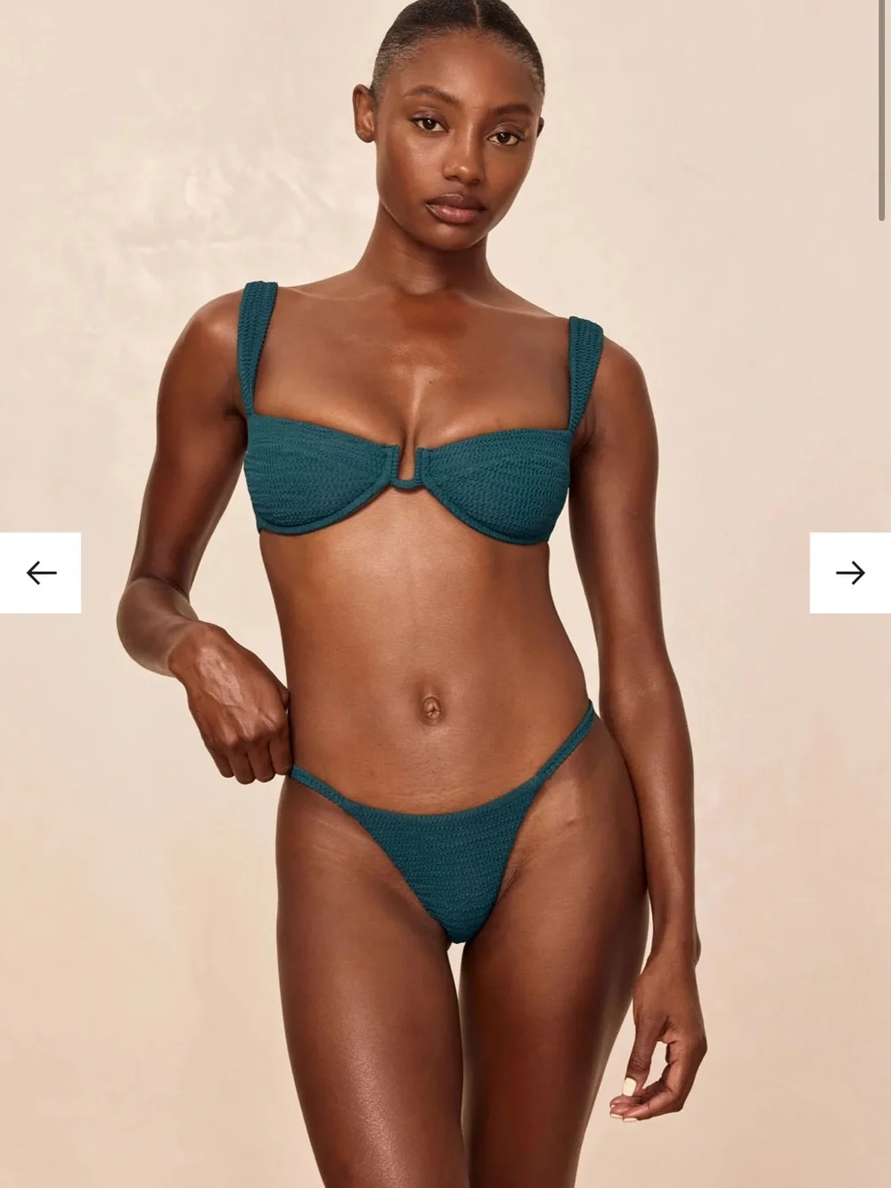 Monday Swimwear Teal Ribbed Underwire Bikini Set